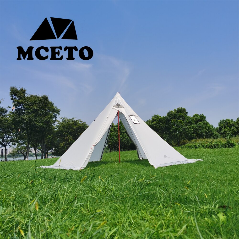 Cheap Goat Tents MCETO Outdoor Camping Lightweight 400CM Teepee 20D Hot Tent with Stove Jack Winter Hunting Octagonal 2Doors Wind And Rainproof   